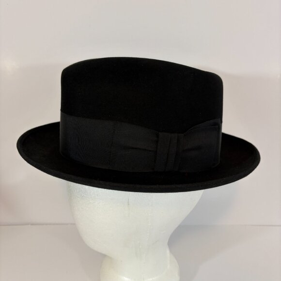 Vintage Bradford Ltd Black Wool Felt Fedora 7-1/8 - Picture 2 of 10